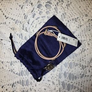 ✨️BNB Tory Burch Pink Leather Double Wrap Bracelet with Gold TB Accents✨️